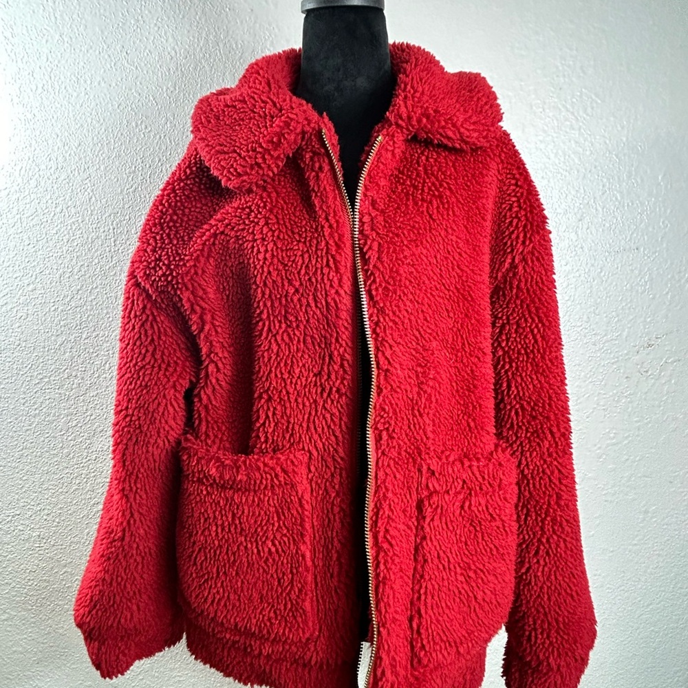 Garage Vibrant Red Sherpa Jacket